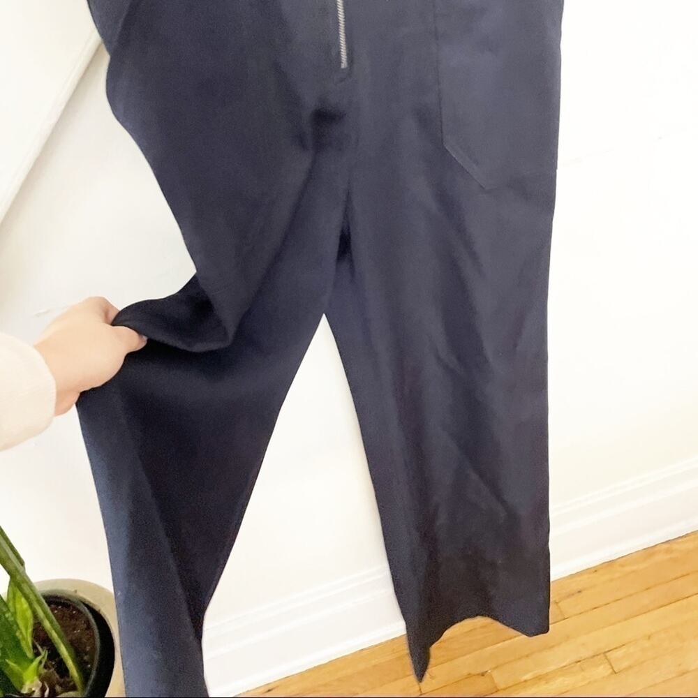 L'AGENCE Black Wool Blend Collared Front-Zip Jumpsuit Size 8 - Picture 4 of 9